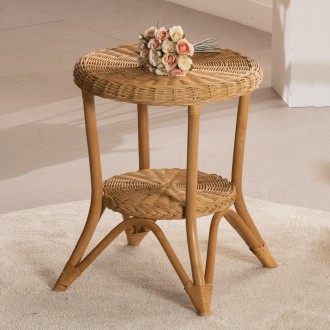 벨리아라탄원형테이블(브라운/화이트/내추럴)