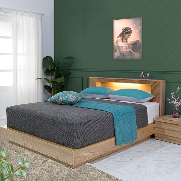 헤링본조명침대프레임(슈퍼싱글/퀸)