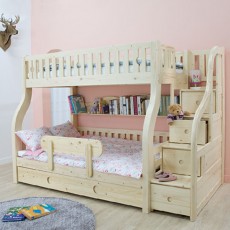 (5%추가할인/책꽂이증정/익일배송) 빌리패밀리형3인원목이층침대프레임(하부서랍포함)