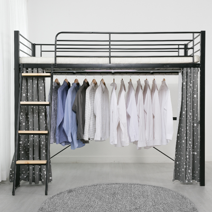 (8%즉시할인/익일배송) 뉴토리노옷걸이형철제벙커침대프레임(원목발판증정/매트리스업그레이드)