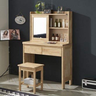 (착불) 그로브고무나무화장대+진열장세트(원목의자제외)