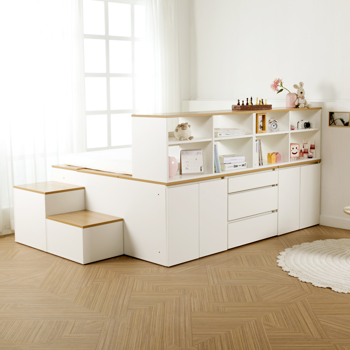 (착불) 데니스수납평상형침대프레임(슈퍼싱글/퀸)