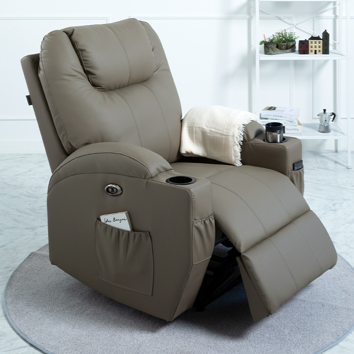 (익일배송) 코모드에어레더1인용전동리클라이너(컵홀더형)