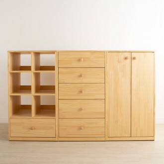 뉴레이원목3종 풀세트(5단서랍장+옷장+수납장)