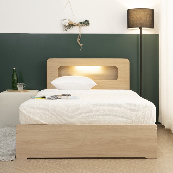 (착불) 브릭스LED조명수납침대(퀸)