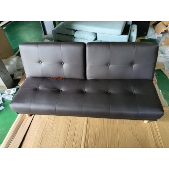 [B등급] 210811-15 라인소파베드_인조가죽_브라운