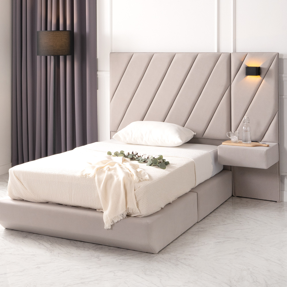 (착불) 마테오높은헤드고급아몬드원단침대SS