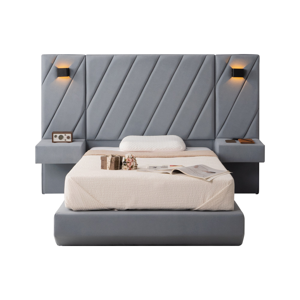 (착불) 마테오높은헤드고급아몬드원단침대SS