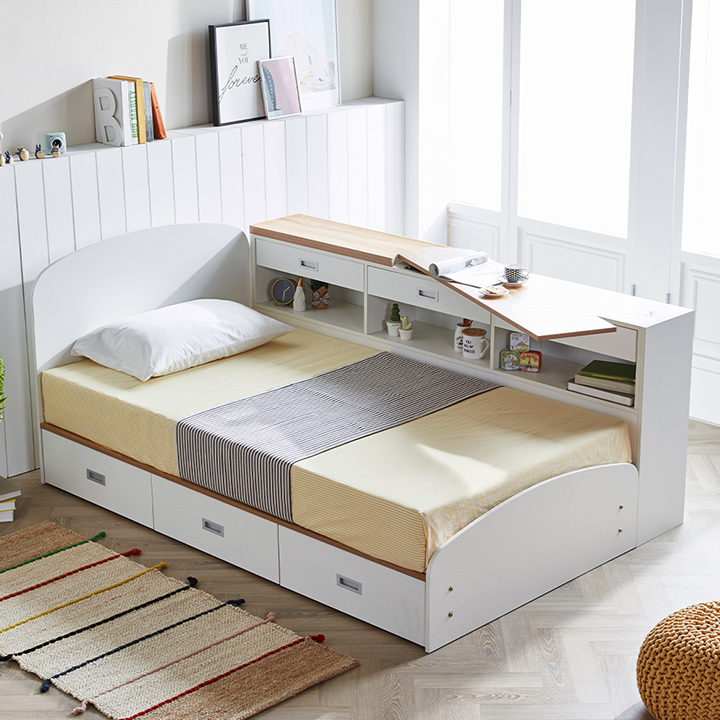 (착불) 리오책장책상형수납침대(슈퍼싱글/퀸)