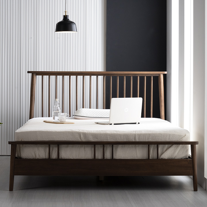 (착불)테미스호두나무원목침대(Q)