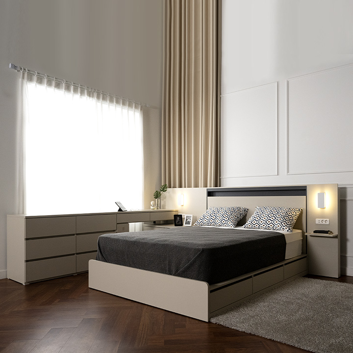 (착불/단독특가) 포이베수납형모듈침대(슈퍼싱글/퀸&킹)