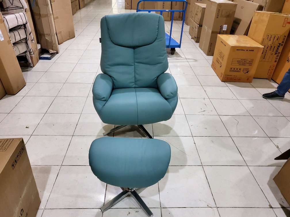 [B등급] 20211022-s12 173(로제/포레) 천연면피소가죽 라운지회전소파의자_민트블루