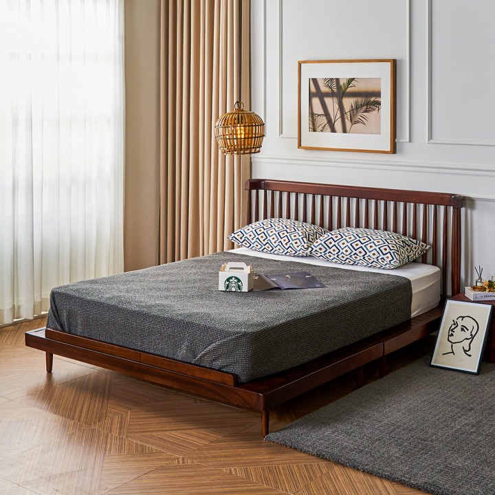 (착불) 미네르바장미목평상형원목침대(퀸/킹)